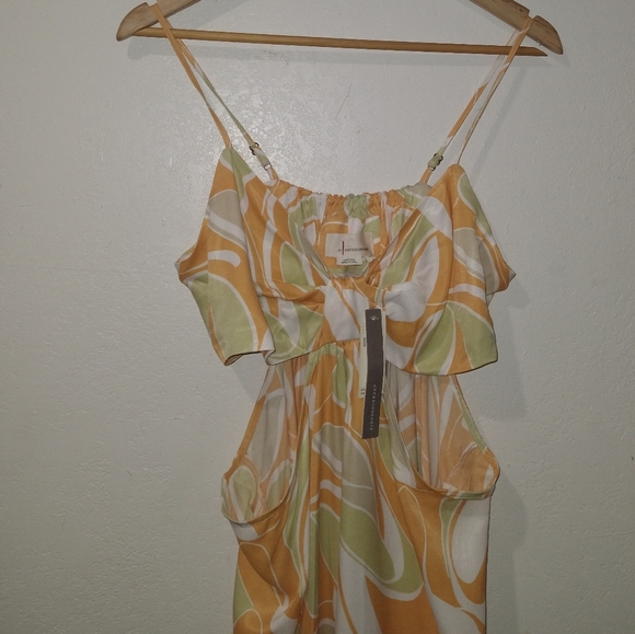 NWT ANTHRO' Cut Out Printed Midi Dress - Picture 9 of 11